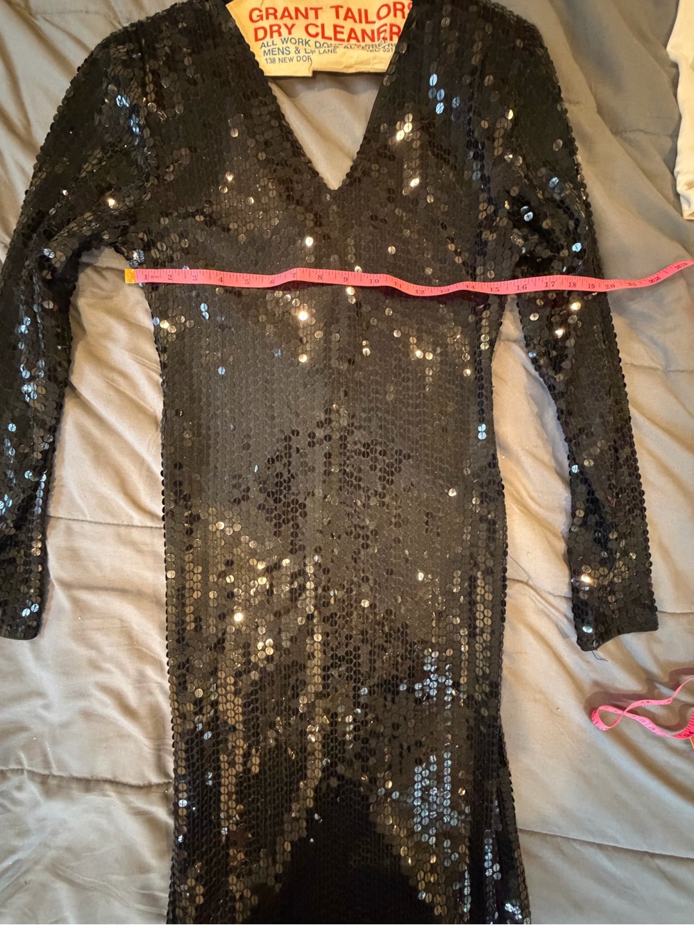Vintage SHOMAX Originals Black Sequin Cocktail Party Dress Size M - Picture 3 of 5
